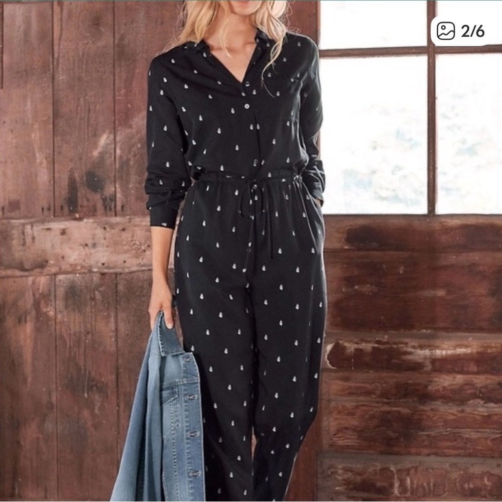 Garnet Hill Black and White Printed Jumpsuit